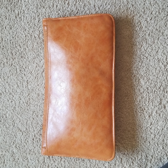 MMS Cognac envelope clutch silver latch used 13×7 - Picture 2 of 5